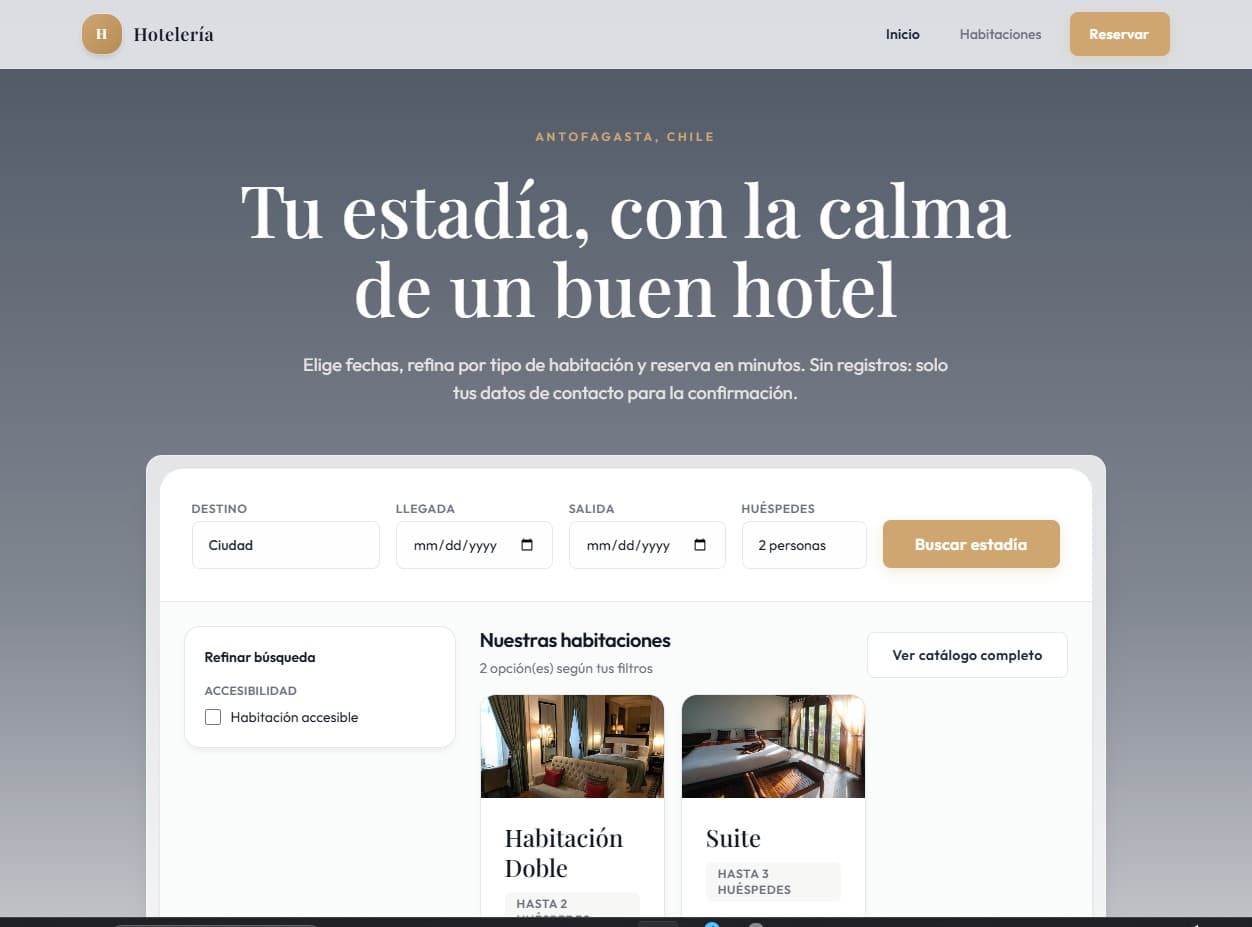 Captura de pantalla de Portal de Hotelería